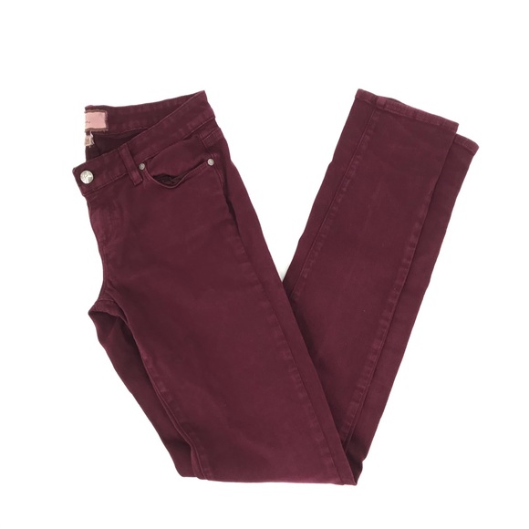 PAIGE Denim - Paige Peg Skinny Jean Denim Wine Burgundy Low Rise